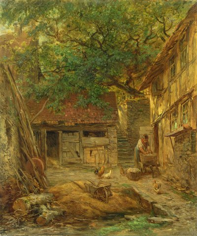 A Farmhouse Courtyard by Anton Burger